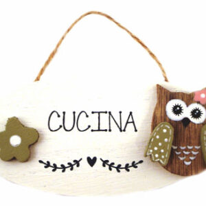 Targa Legno Gufo 'Cucina'