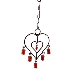 Cuore metallo con 6 campanelle rosse