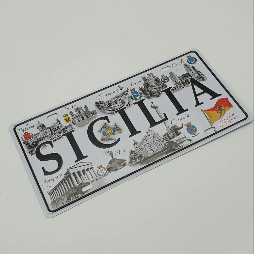 Targa metallo Sicilia Orientale b/nero - immagine 2