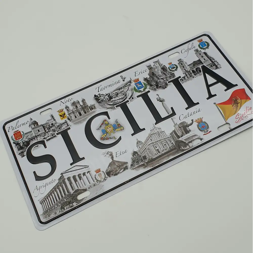 Targa metallo Sicilia Orientale b/nero - immagine 3