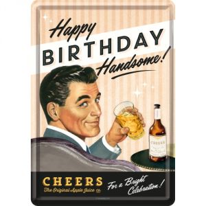 Cartolina 'Happy Birthday Cheers' In Metallo