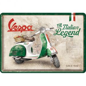 Cartolina 'Vespa The Italian Legend' In Metallo