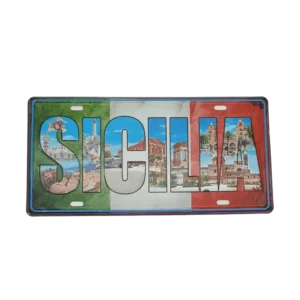 Targa metallo Sicilia scritta tricolore