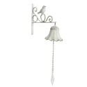 Campanello antico 24x10x49 cm Bianco Ferro Campanello da giardino